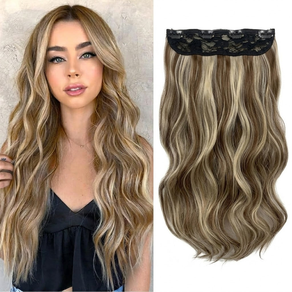 Halo Hair Extensions Invisible Wire Clip on Synthetic Wave Clip Ins Hair 20 Inch – Lightweight, Easy Install, Natural Look