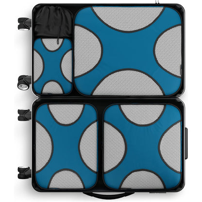 Travel Gentlemen's Blue Mesh 5 Set Packing Cube Organizers With Laundry Bag