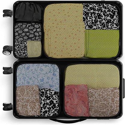 Travel Gentlemen's Blue Mesh 5 Set Packing Cube Organizers With Laundry Bag