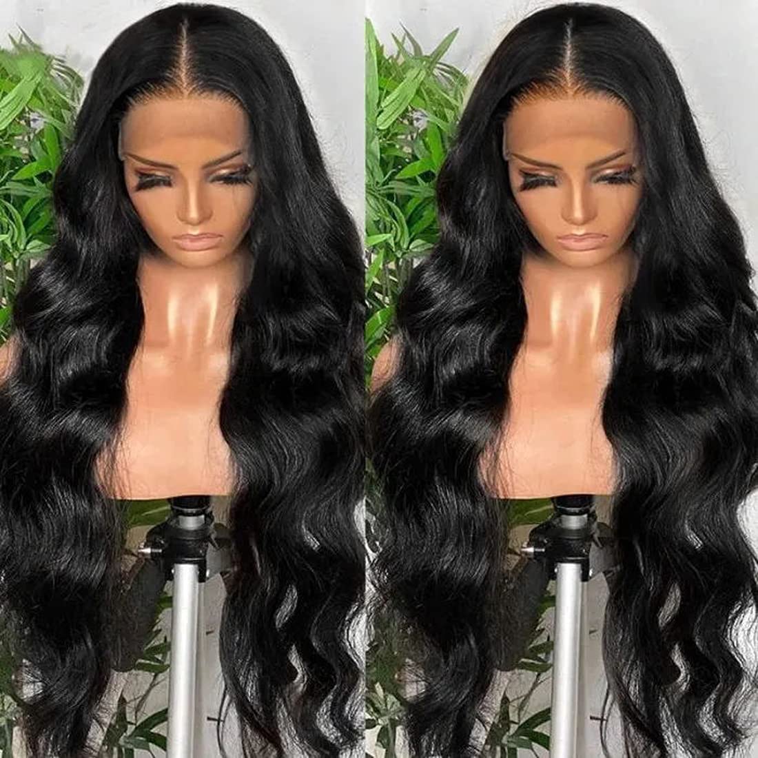 13x4 Lace Body Wave Wig Frontal 100% HumanVirgin Remy Natural Black Hair