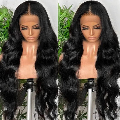 13x4 Lace Body Wave Wig Frontal 100% HumanVirgin Remy Natural Black Hair