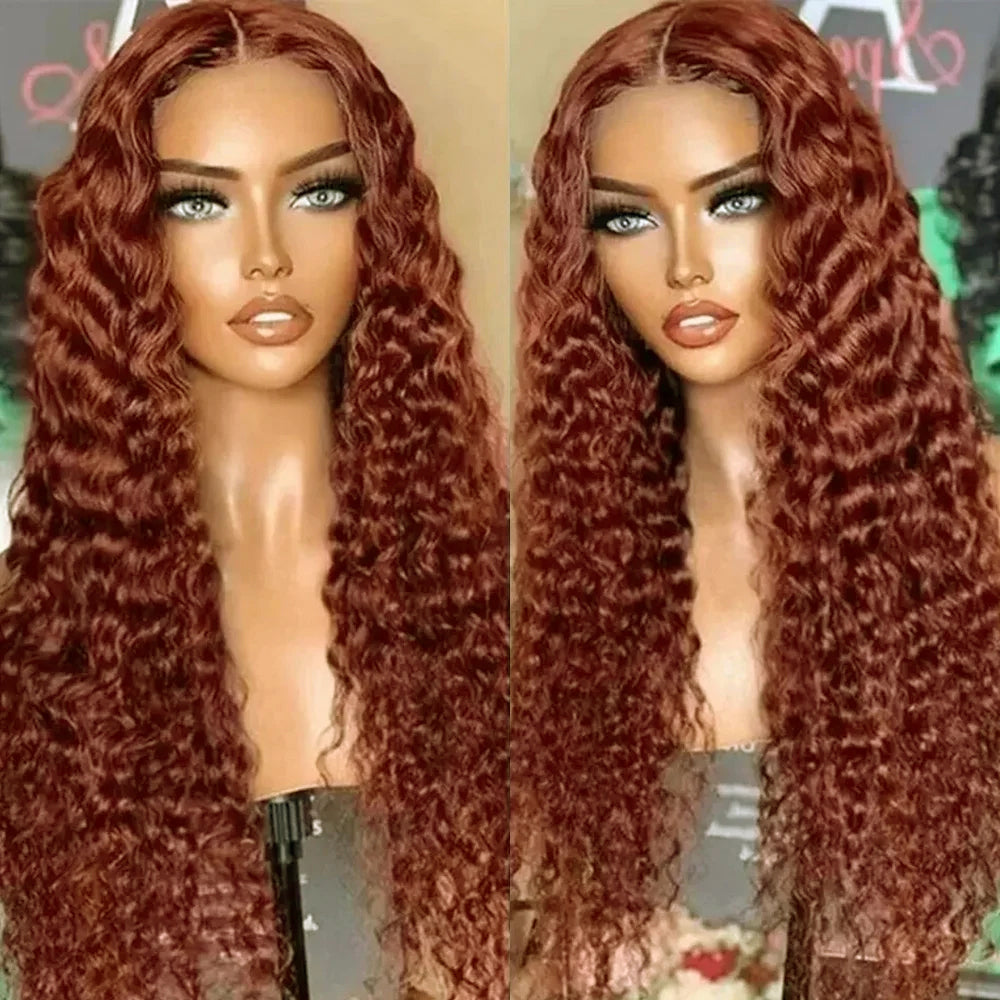 Pre-order Copper Deep Wave Wig – 13x4 Transparent Lace Front 100% Human Hair