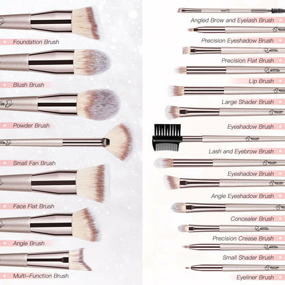 BESTOPE 20 Pcs Makeup Brushes Set, Belly-Type Handle Series