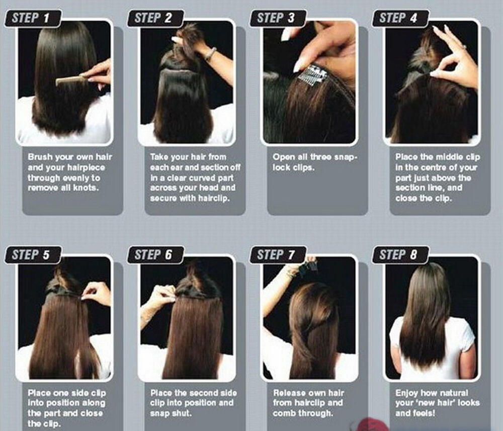 Clip In Premium Hair Extensions Straight High Quality 100% Human Hair – Natural Black, Heat Styleable, Easy Clip-In
