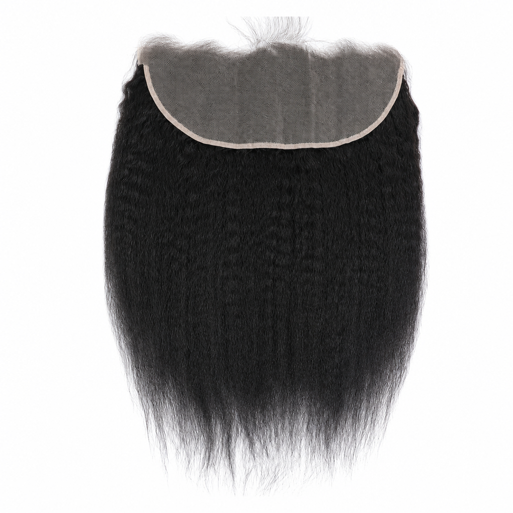 Frontal de encaje HD 13x6, textura kinky straight, cabello humano virgen mink sin procesar