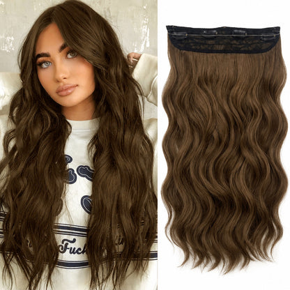 Halo Hair Extensions Invisible Wire Clip on Synthetic Wavy Hair Clip Ins 24 Inch – Lightweight, Easy Install, Natural Look