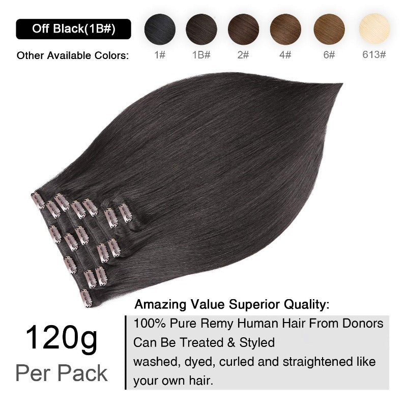 Clip In Premium Hair Extensions 100% Human Hair Raw Quality Hair Natural Black Color Straight, Body Wave, Deep Wave – Seamless Blend