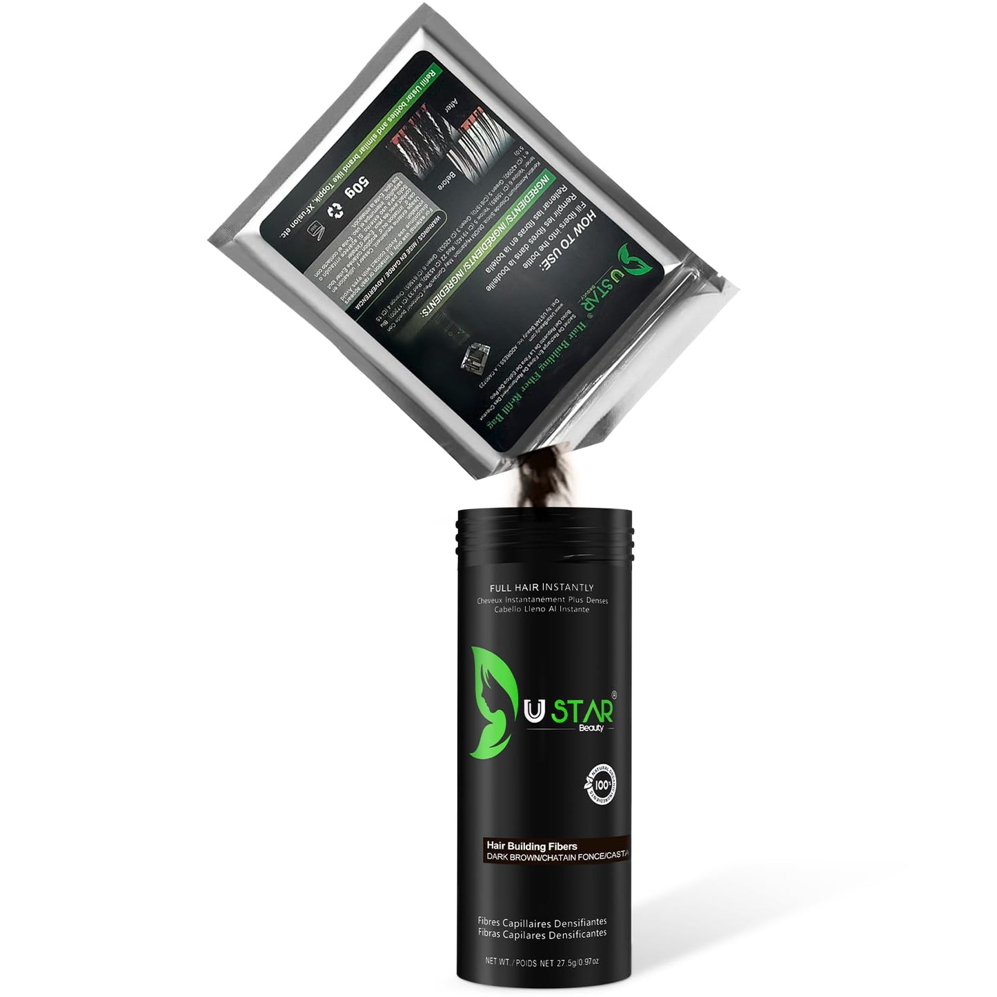 Ustar Hair Building Fibers Refill 50 Grams for Hair Loss Concealing -  Buy One Get One 50% Off
