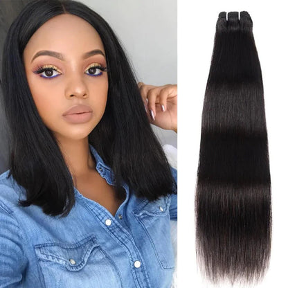 Black(#1) Double Drawn Full End Unprocessed Straight INDIAN RAW Hair| 100% Human Hair | Single Donor Cuticle Aligned Bundles 14"-30"