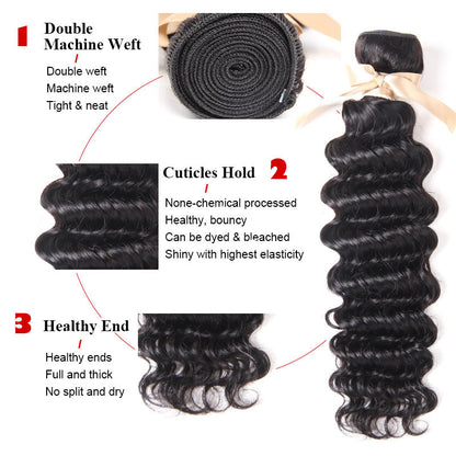 Affordable Hair Deep Wave Natural color 100% human hair 1 Bundle Hair extention