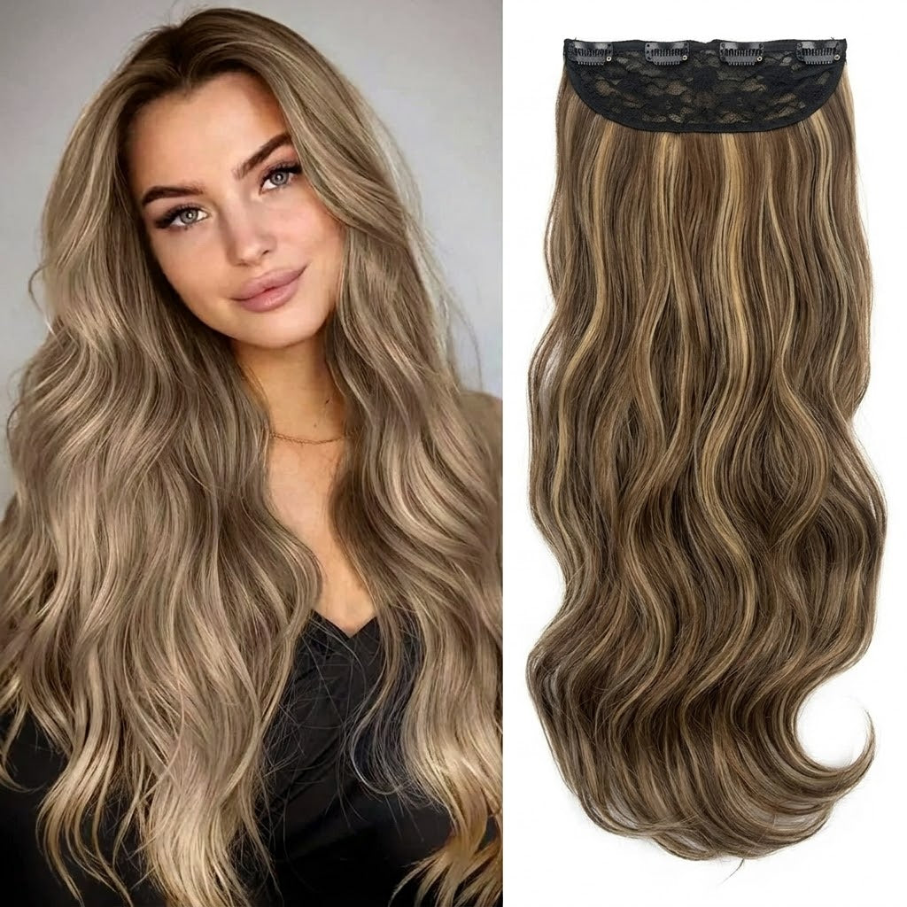 Halo Hair Extensions Invisible Wire Clip on Synthetic Wave Clip Ins Hair 20 Inch – Lightweight, Easy Install, Natural Look