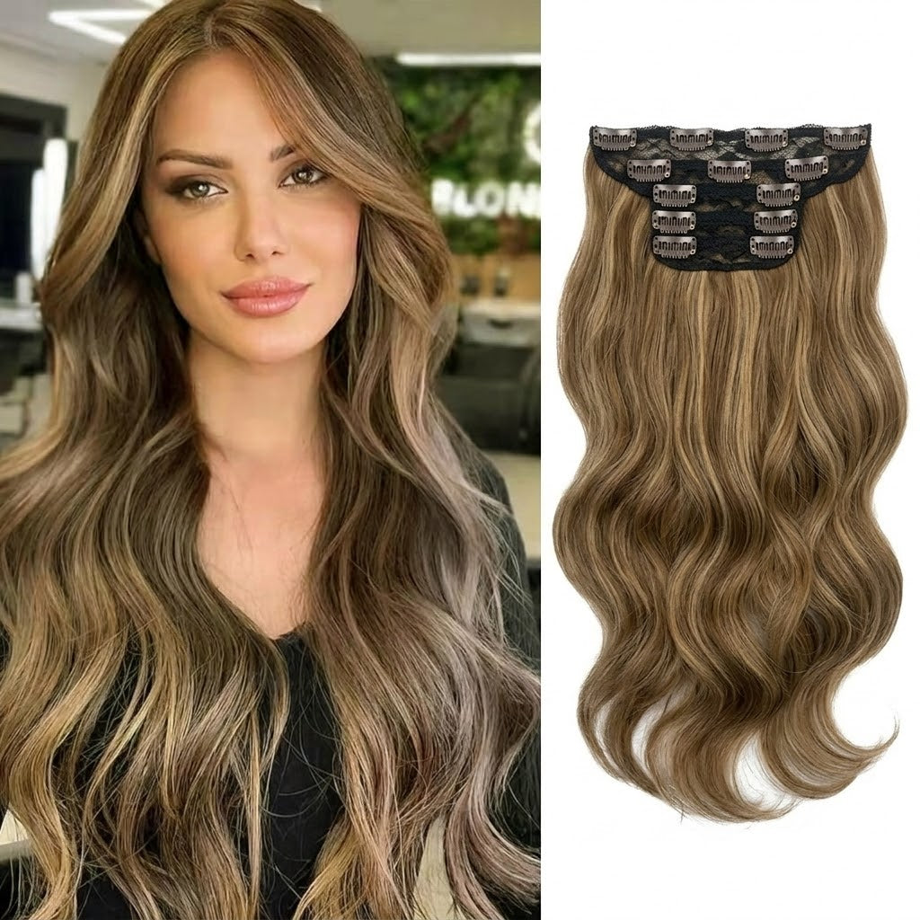 Halo Hair Extensions Invisible Wire Clip on Synthetic Wave Clip Ins Hair 20 Inch – Lightweight, Easy Install, Natural Look