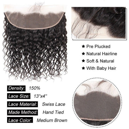 13x4 Lace Frontal Jerry Curly Unprocessed 100% Human Hair – Transparent Lace, Natural Black
