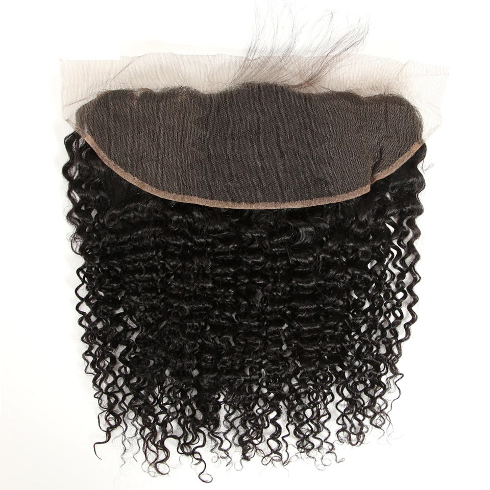 13x4 Lace Frontal Jerry Curly Unprocessed 100% Human Hair – Transparent Lace, Natural Black