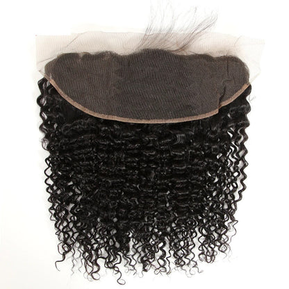 13x4 Lace Frontal Jerry Curly Unprocessed 100% Human Hair – Transparent Lace, Natural Black