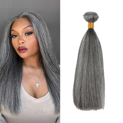 Salt Pepper Straight 100% Premium Virgin Remy Human Hair Bundles | Gray Blend 12"-30" Double Weft Unprocessed Brazilian