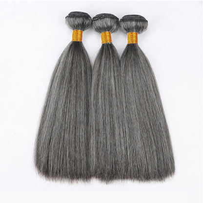 Salt Pepper Straight 100% Premium Virgin Remy Human Hair Bundles | Gray Blend 12"-30" Double Weft Unprocessed Brazilian