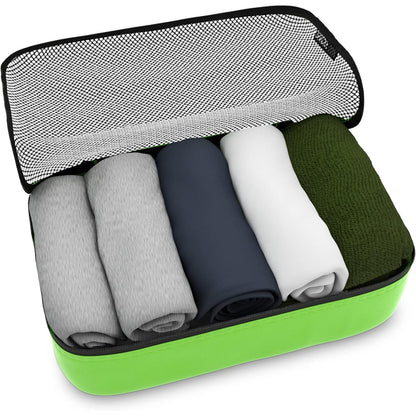 Travel Green Mesh 5 Set Packing Cube Organizers With Laundry Bag