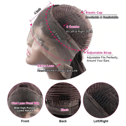 13x4HD Lace Frontal Wig Body Wave 200 Density 100% Human Hair , Swiss high-definition (HD) Lace, Skin-melt Lace, Invisible Lace