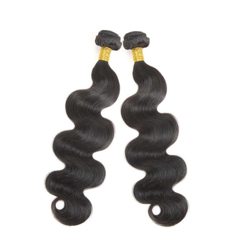 Ustar 7A Natural Black Virgin Body Wave  Hair 2 Bundles with  Frontal