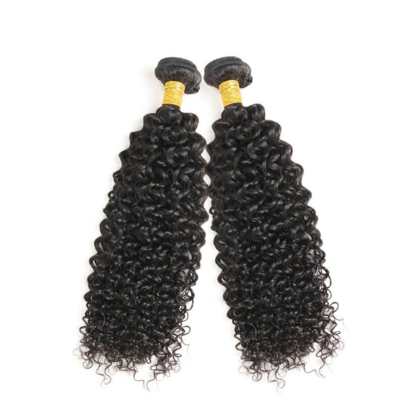 Ustar 7A Natural Black Virgin Jerry Curl Hair 2 Bundles with Frontal