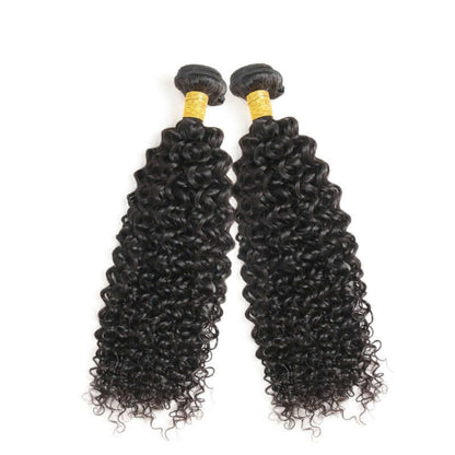 Ustar 7A Natural Black Virgin Jerry Curl Hair 2 Bundles with Frontal