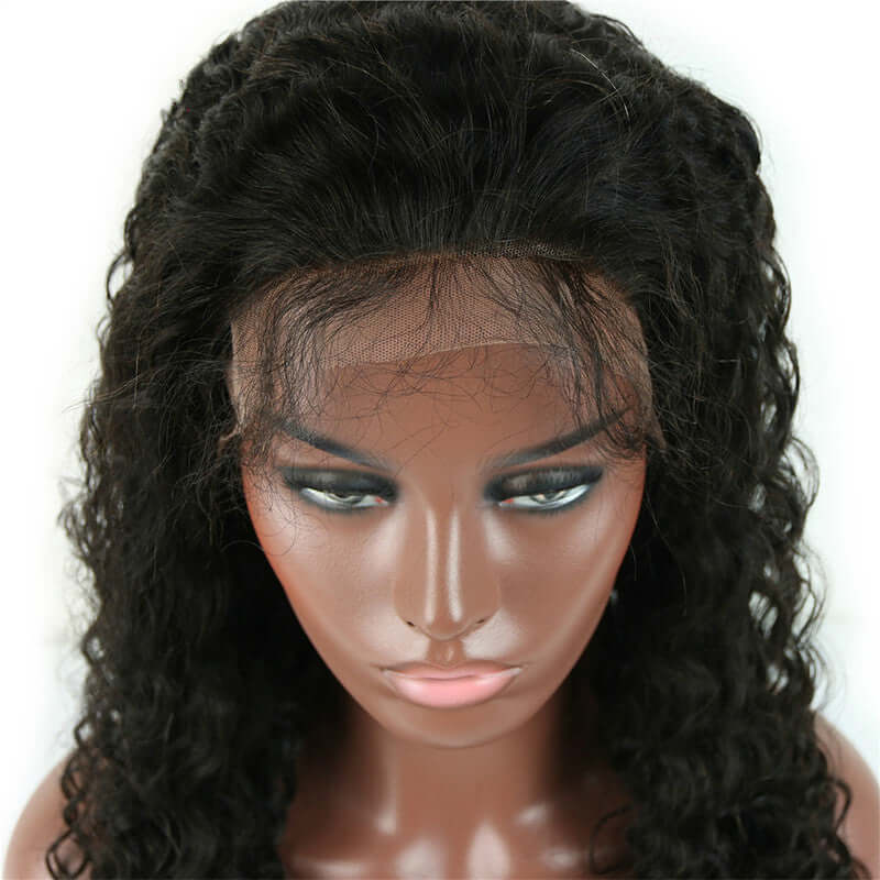 Usatr Full Lace Wig 150% Density Deep Wave Natural Black