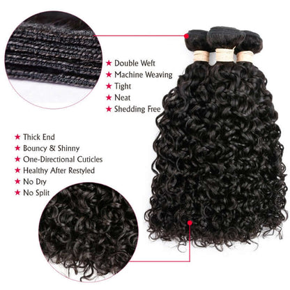  Natural Black Brazilian Virgin Human Hair Water Wave 2 Bundles