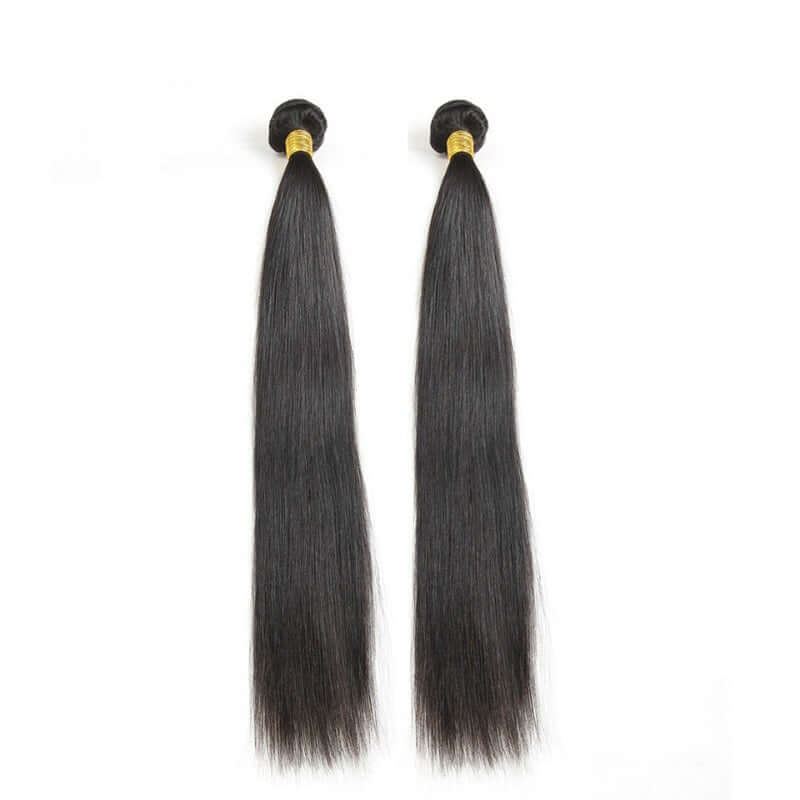 Ustar 7A Natural Black Virgin Straight Hair 2 Bundles with Frontal