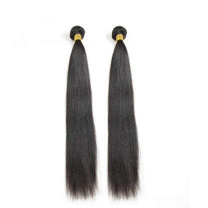 Ustar 7A Natural Black Virgin Straight Hair 2 Bundles with Frontal