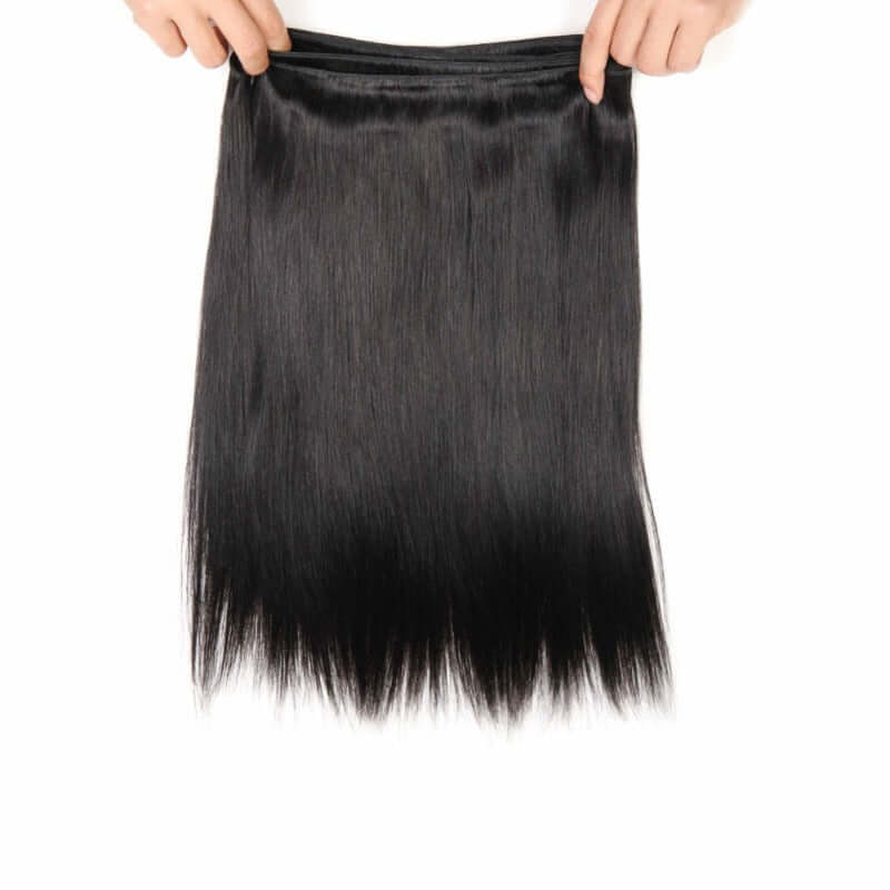 Ustar 7A Natural Black Virgin Straight Hair 3 Bundles with 360 Frontal