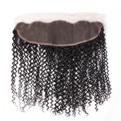 Ustar 7A Natural Black Virgin Jerry Curly Hair 3 Bundles with Frontal