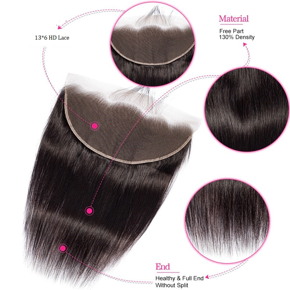13x6 HD Lace Frontal Straight high defination lace high quality Human hair