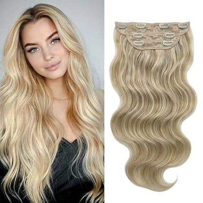 Halo Hair Extensions Invisible Wire Clip on Synthetic Wavy Hair Clip Ins 24 Inch – Lightweight, Easy Install, Natural Look