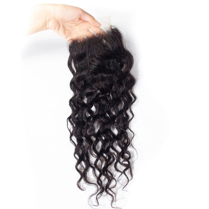 4x4 Jerry Curly Closure Free Part & Middle Part 100% Human Hair Closure – Transparent Lace, Natural Black