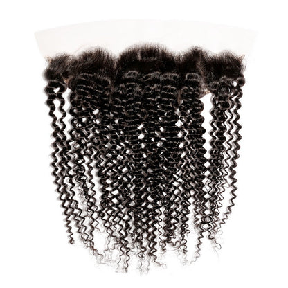 13x4 Lace Frontal Kinky Curly Unprocessed 100% Human Hair – Transparent Lace, Natural Black