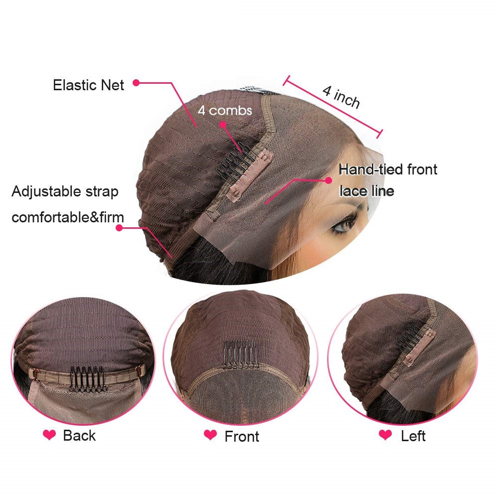 13x4 Transparent Lace Body Wave Wig Frontal Natural Black Human Hair Wig