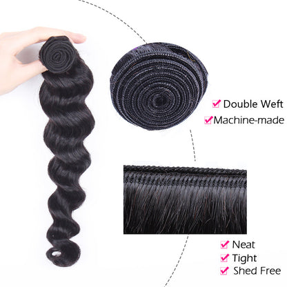 100% Affordable Human Hair Loose Wave Bundles | Natural Black 1B | 10"-30" | Voluminous Curls