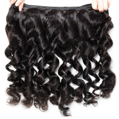 100% Affordable Human Hair Loose Wave Bundles | Natural Black 1B | 10"-30" | Voluminous Curls