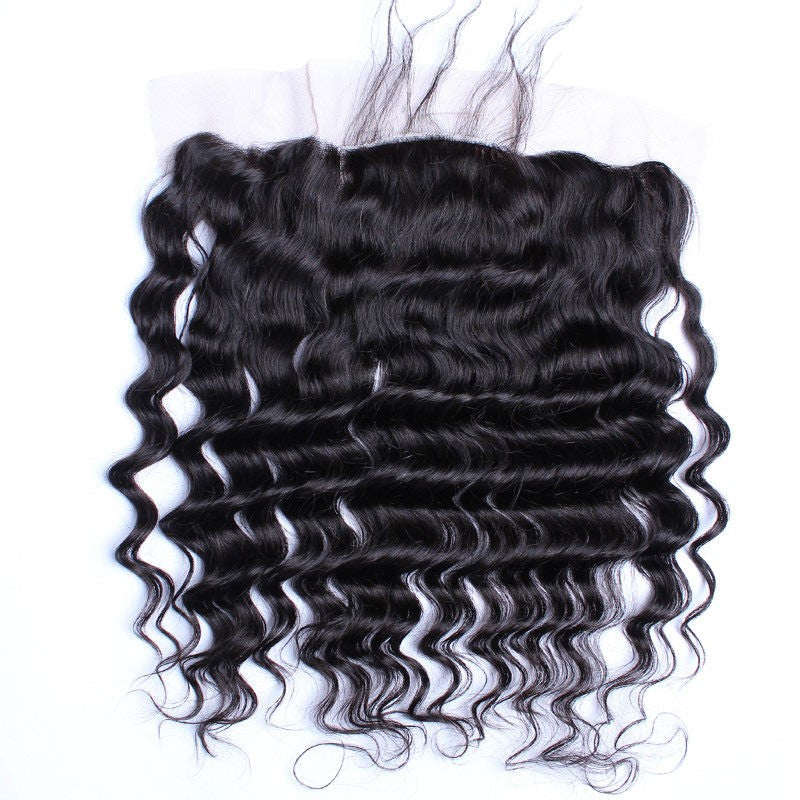 13x4 Transparent Lace Frontal Deep wave Bleached Knots Brazilian Hair