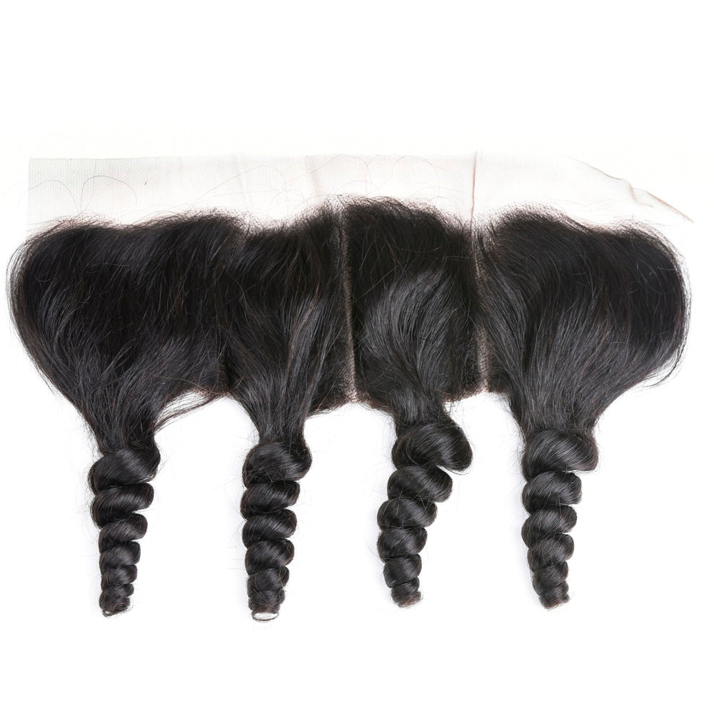 13x6 Lace Frontal Loose Wave 100% Human Hair Frontal – Transparent Lace, Unprocessed, Natural Black