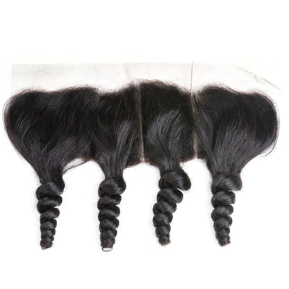 13x6 Lace Frontal Loose Wave 100% Human Hair Frontal – Transparent Lace, Unprocessed, Natural Black
