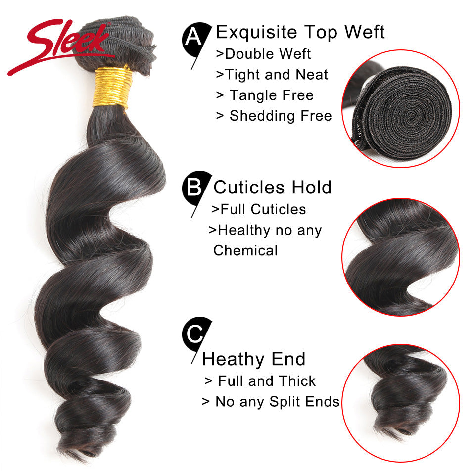 100% Affordable Human Hair Loose Bounce Wave Bundles | Natural Black 1B | 10"-20" | Soft & Airy Waves