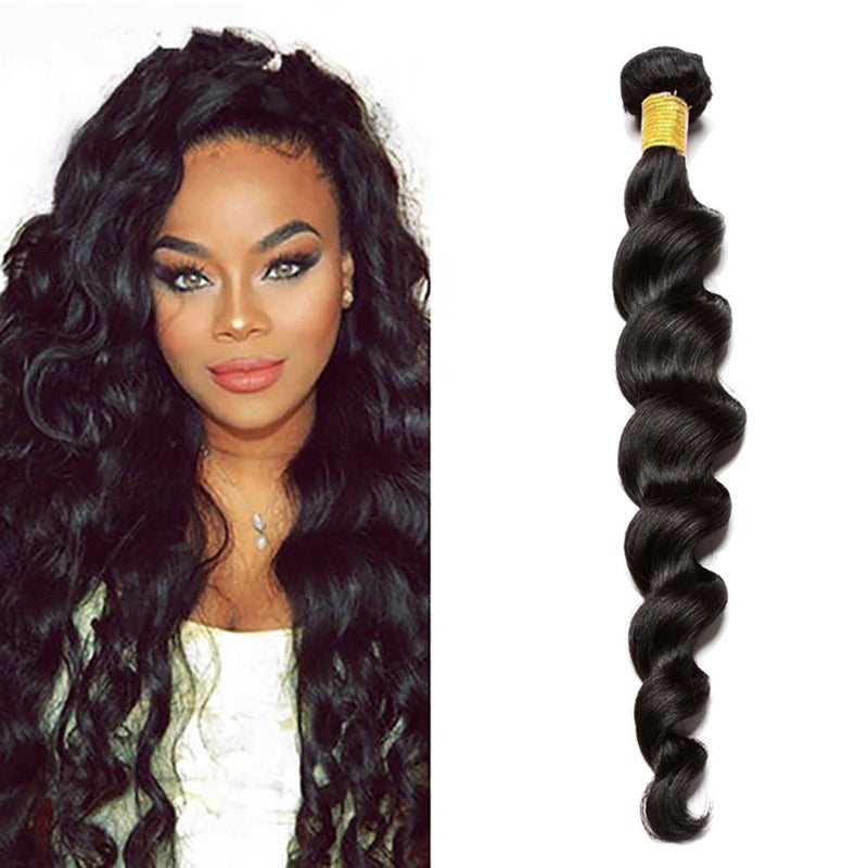 100% UNPROCESSED  Hair Bundles Natural black Loose Wave