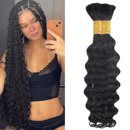Boho Braiding 100 Human Hair natural black - Straight, Body Wave, Deep Wave, loose deep, Natural Wave, Jerry Curl, Water Wave 100g/pack