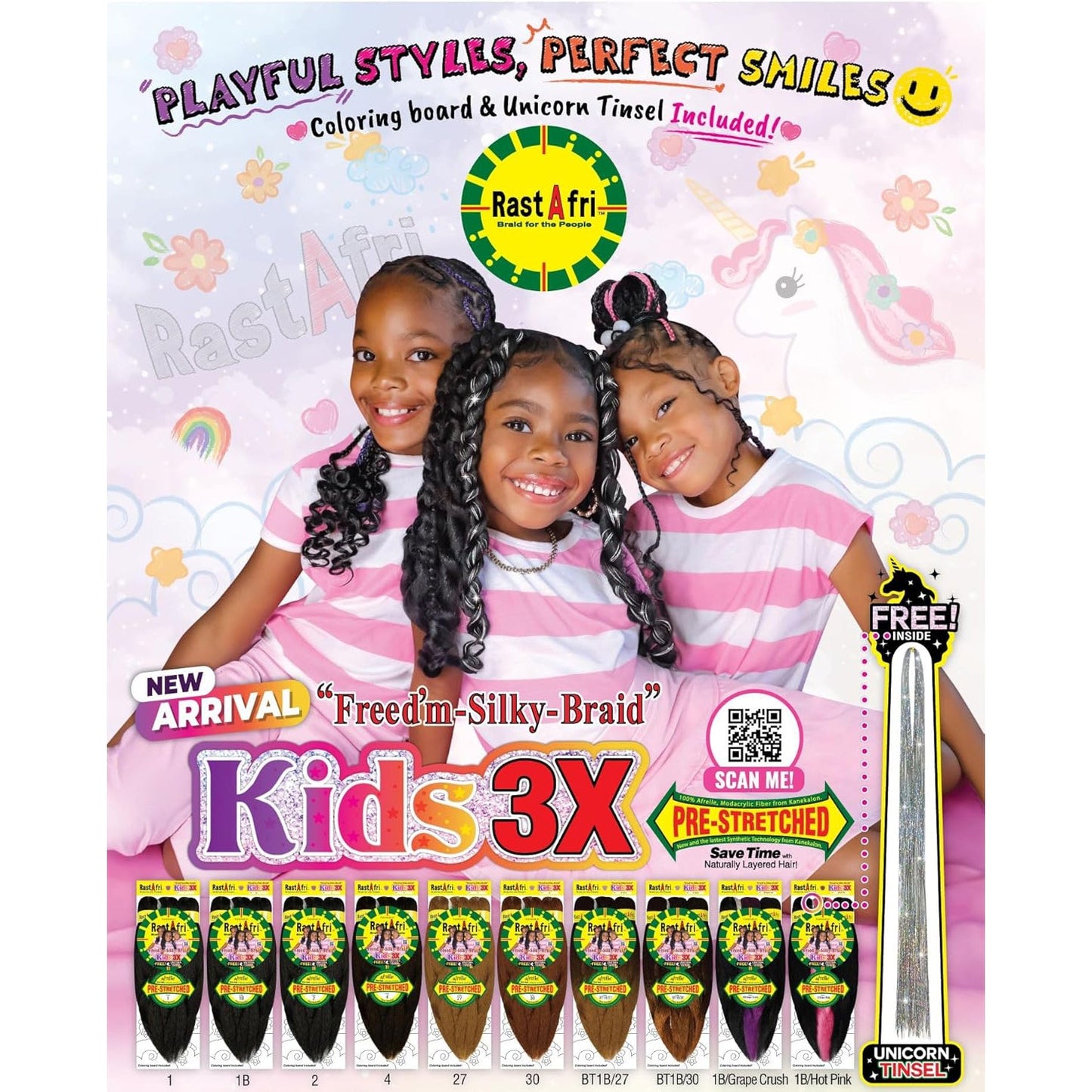 Rastafri  Freed'm silky braid PRE-STRETCHED KIDS 3X and plus