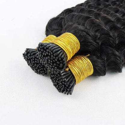 I-tip Premium Hair Extensions Natural Black Straight, Deep Wave, Kinky Straight – 100% Human Hair, Pre-Bonded