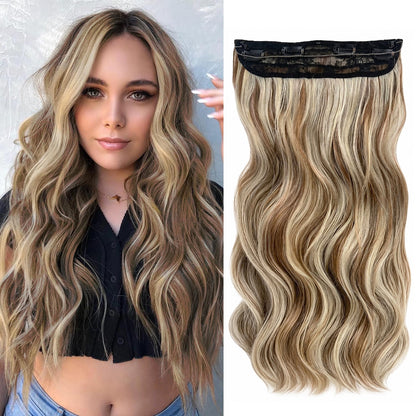 Halo Hair Extensions Invisible Wire Clip on Synthetic Wavy Hair Clip Ins 24 Inch – Lightweight, Easy Install, Natural Look
