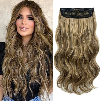 Halo Hair Extensions Invisible Wire Clip on Synthetic Wavy Hair Clip Ins 24 Inch – Lightweight, Easy Install, Natural Look