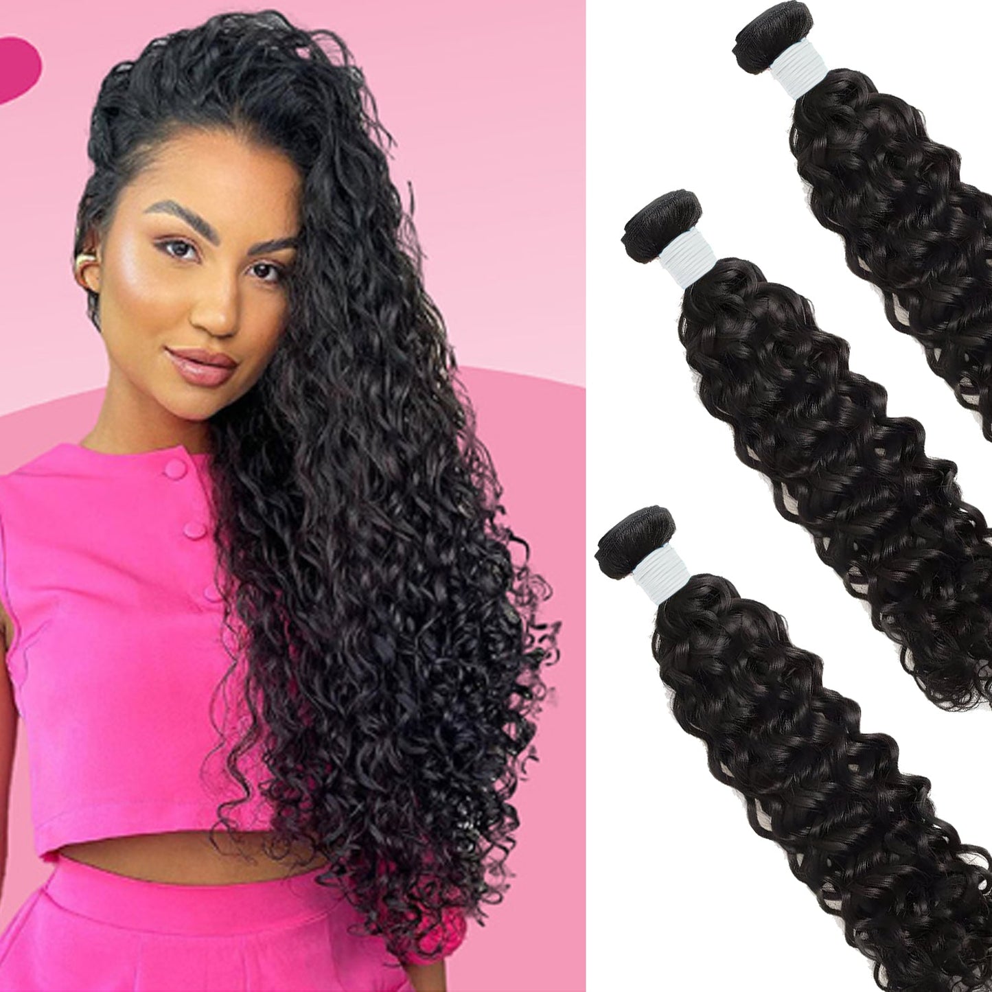 Holiday Deals : 3 bundles Water Wave Affordable hair natural black 100% Human Hair on sale